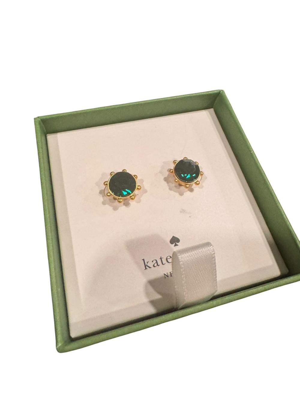 kate spade Gold-Tone Emerald Green Stud Earrings NWT